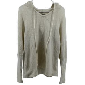Mes Demoiselles Sweater Hoodie Pullover Drawstring Ribbed Trim Wool Cream 2